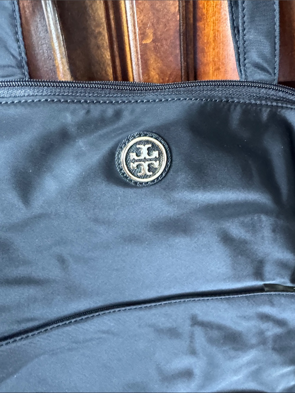 Tory Burch Black Nylon Duffel Bag with Logo Emblem Diaper Bag - Picture 2 of 6